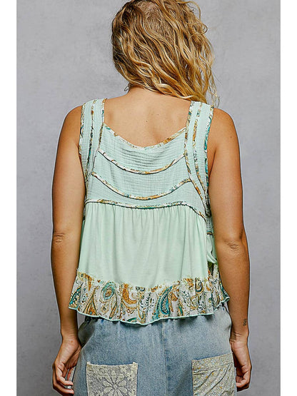 Sweet Mint Paisley Top
