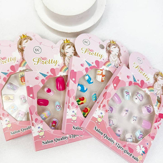 Cute Fancy Press On Kids Nails Set