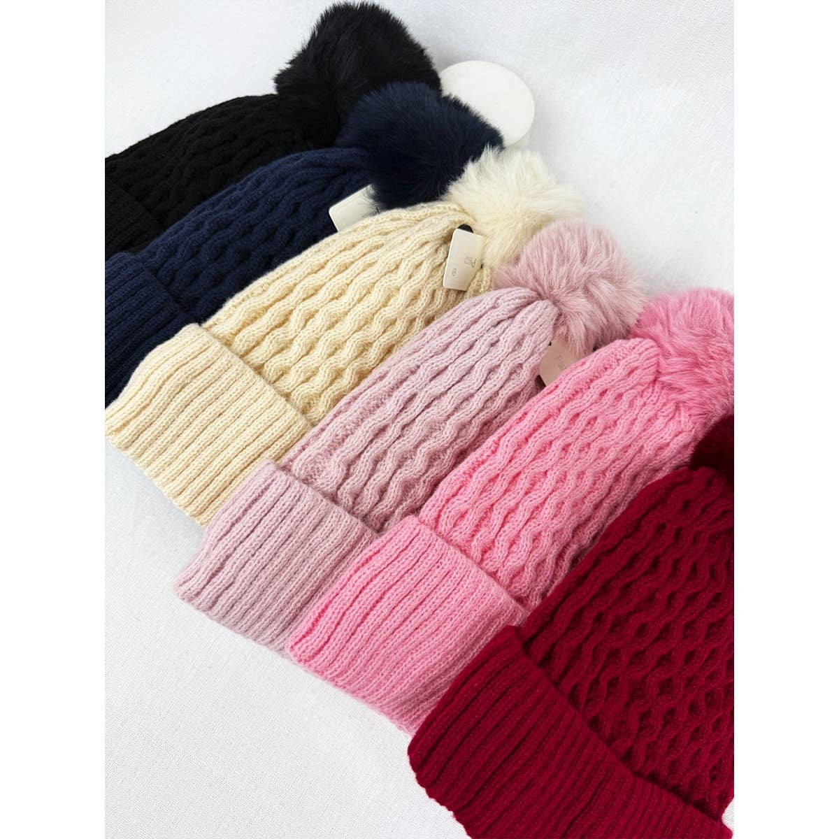 Double Layer Beanie with Pom Pom