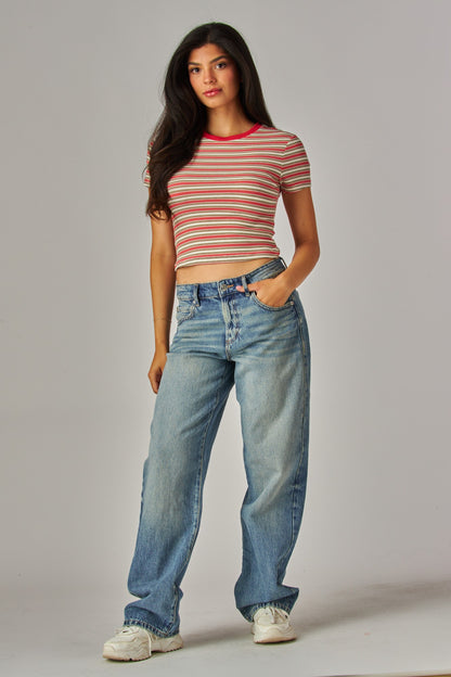 Strawberry cream stripe tee