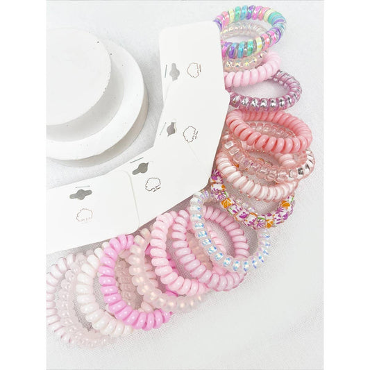 4-pack Pink Multi Spiral Hair Ties