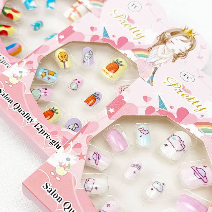 Cute Fancy Press On Kids Nails Set