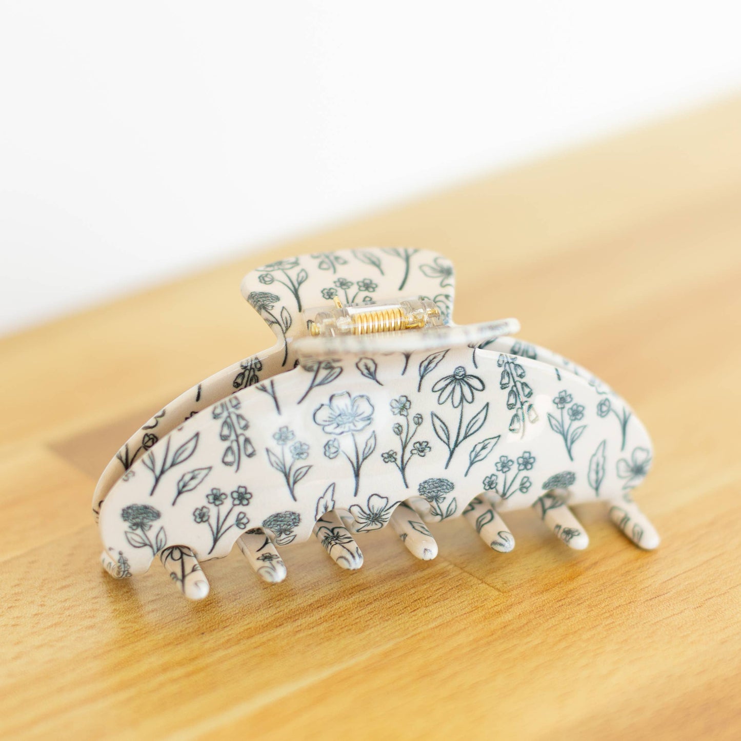Pressed Floral Claw Clip