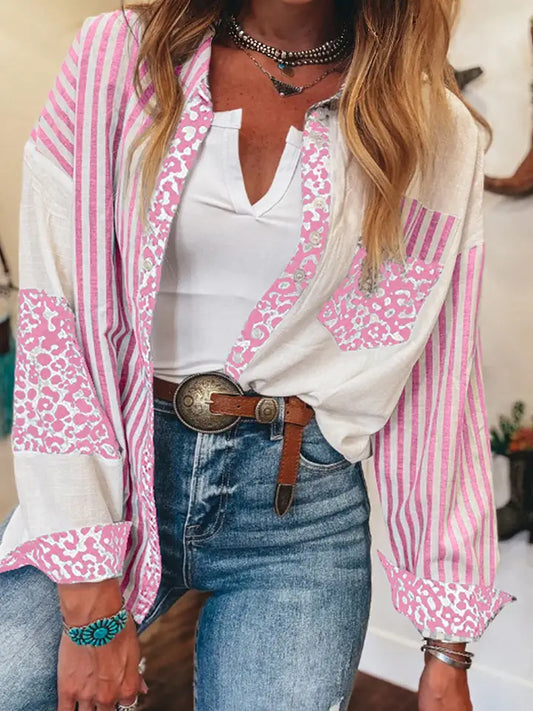 Leopard striped button down